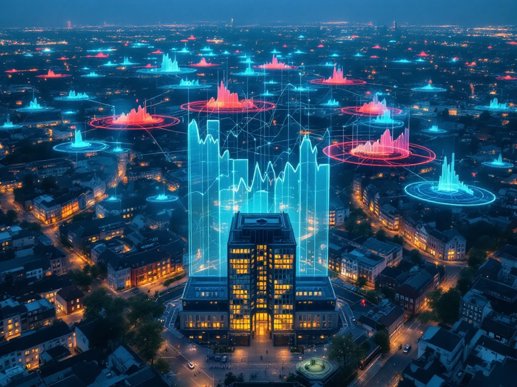 Luchtfoto van Nederlandse gemeenten met datavisualisatie, beleidsverbindingen en heatmaps die succesvolle sociale interventies tonen.