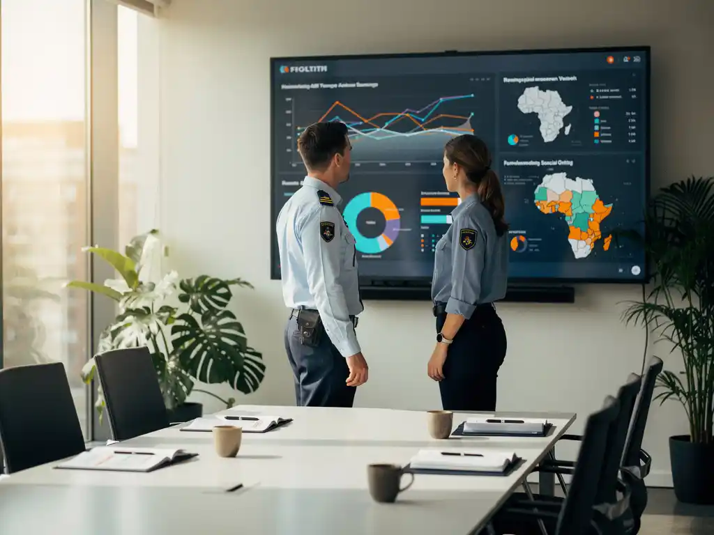 Gemeenteambtenaar en dataspecialist analyseren dashboards met trendlijnen en regionale kaarten in modern Nederlands kantoor.
